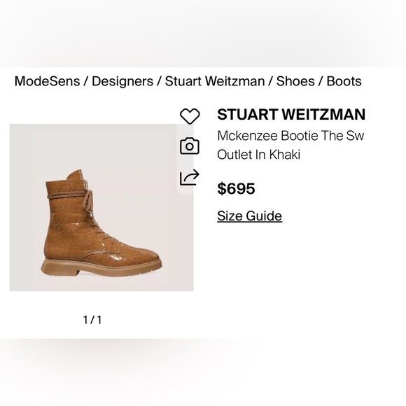 Stuart Weitzman Mckenzee Tan Croc-Embossed Lace-Up Boots Size 7.5 $695 - Picture 9 of 9